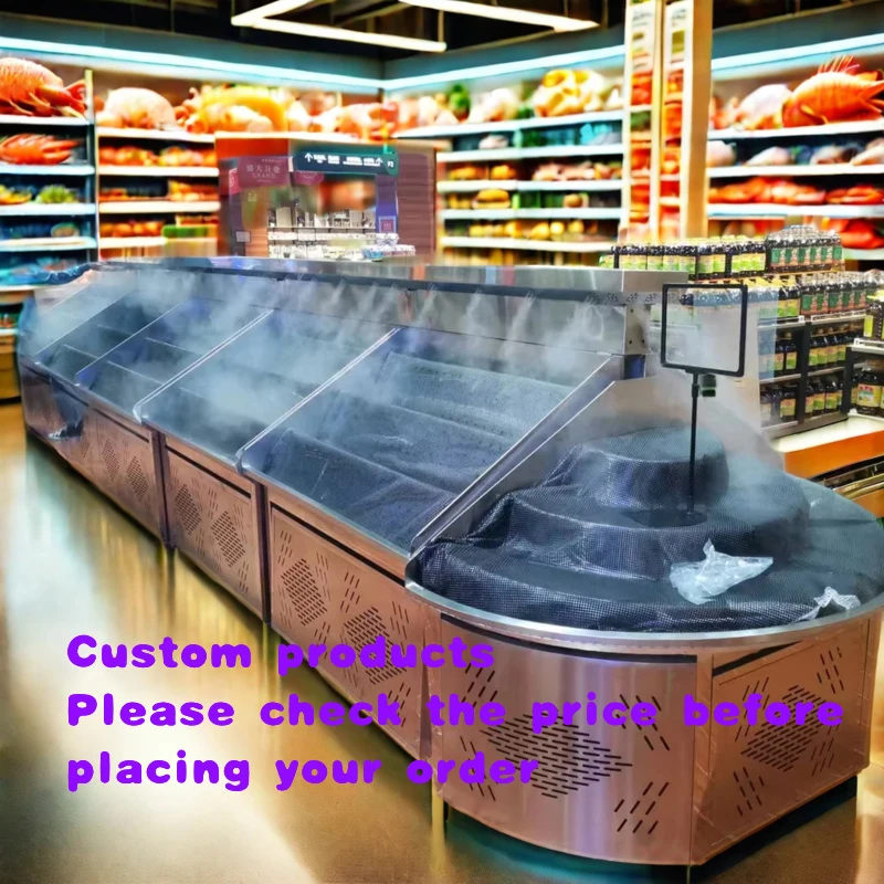 custom.Heavy Duty Double-Sided Metallic Grocery Display Rack Supermarket Vegetable and Fruit Shelf Storage