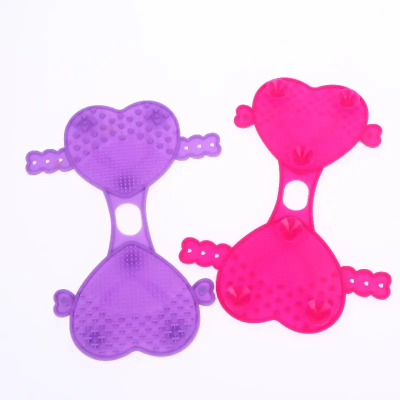 1Pcs Heart Shaped Silicone Bath Scrubber Double Sided Exfoliating Dots Soft Texture Wash Pad Perfect For Daily Shower Body Care