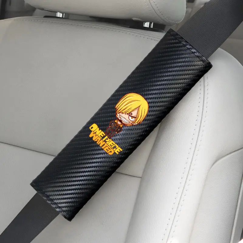 1pcs ONE PIECE Luffy Car Safety Belt Cover Pads Anime Car Shoulder Protector Pad Auto Accessories Kid Safety Belt Cover Gifts