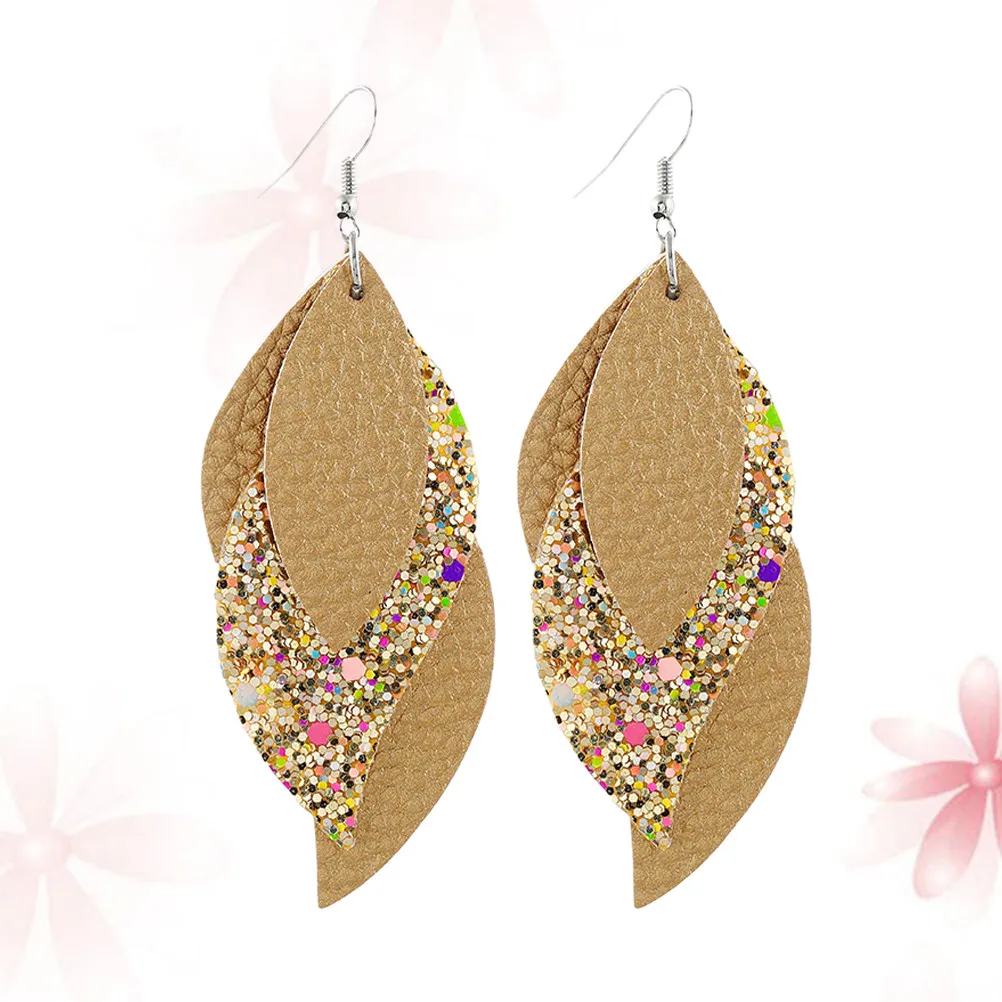 1Pair Creative Pattern Pink Sequin Ear Dangle Earrings Fashion Women Dangler for Holiday Party Work Gift Ear Decoration