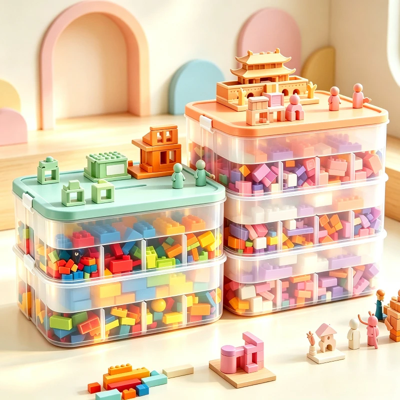 NEW Transparent Stackable Storage Box Dustproof Moisture-Proof Plastic Bin, Classified Organizer for Kids toys Building Blocks