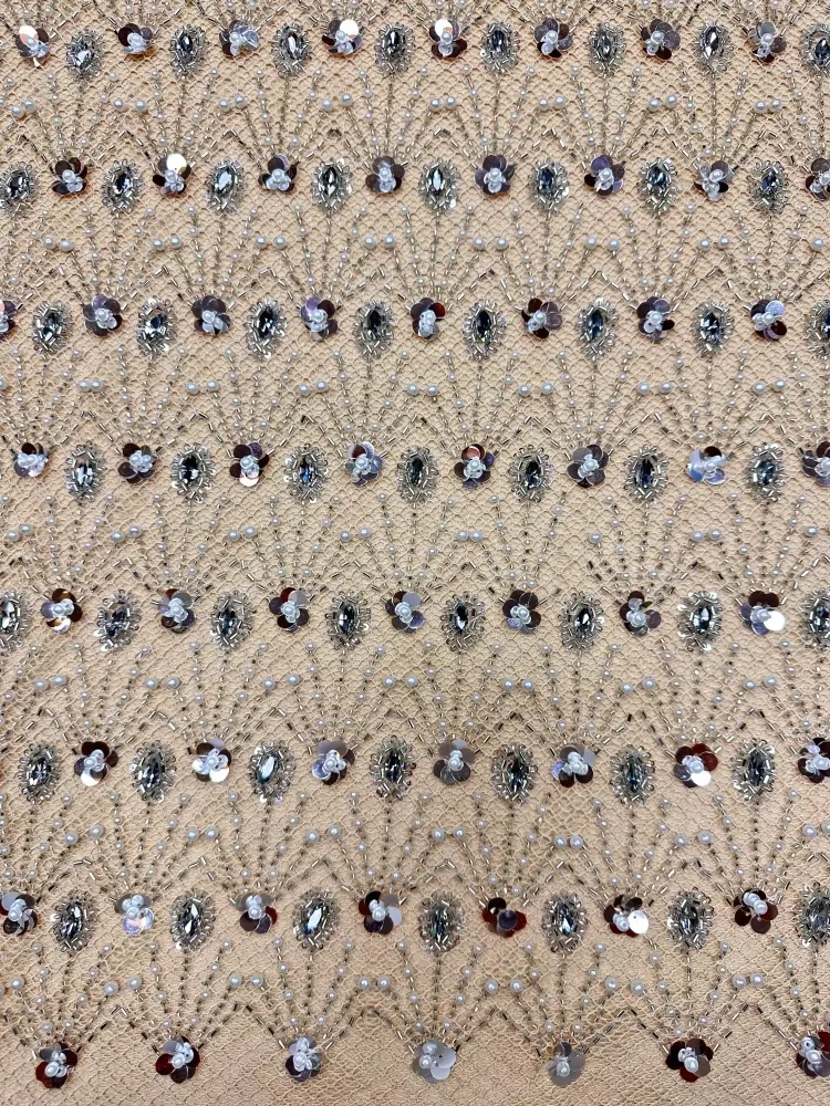 

Luxury Handmade Embroidery Net Lace Beads Fabric High-End Unique Quality for Women's Wedding Dress Making