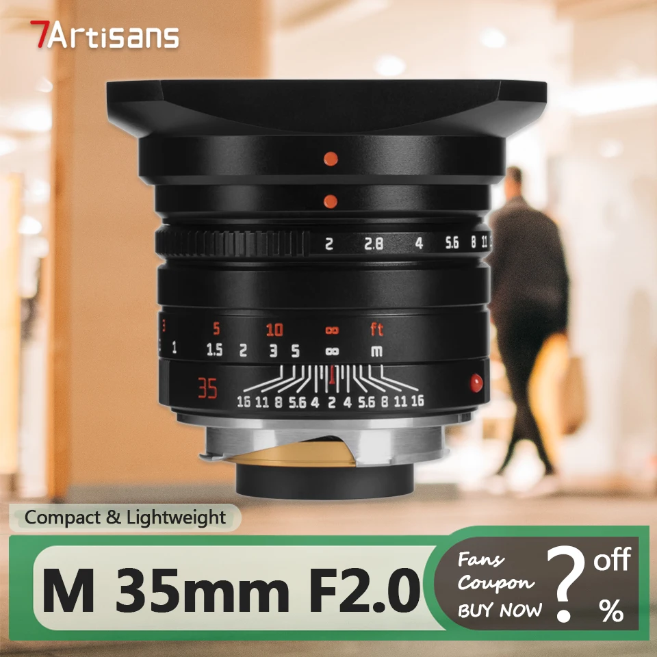 

7artisans M 35mm F2.0 Manual Focus Full Frame Portrait Prime Camera Lens for Leica M Mount M2 M3 M4 M5 M6 M7 M8 M9P M10 M262