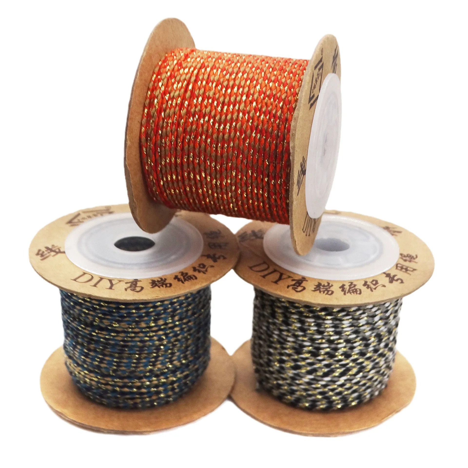 About 1.2mm thick gold line thread cotton yarn Braided bracelet thread DIY Packing line inelasticity cord Mixed color rope 20m