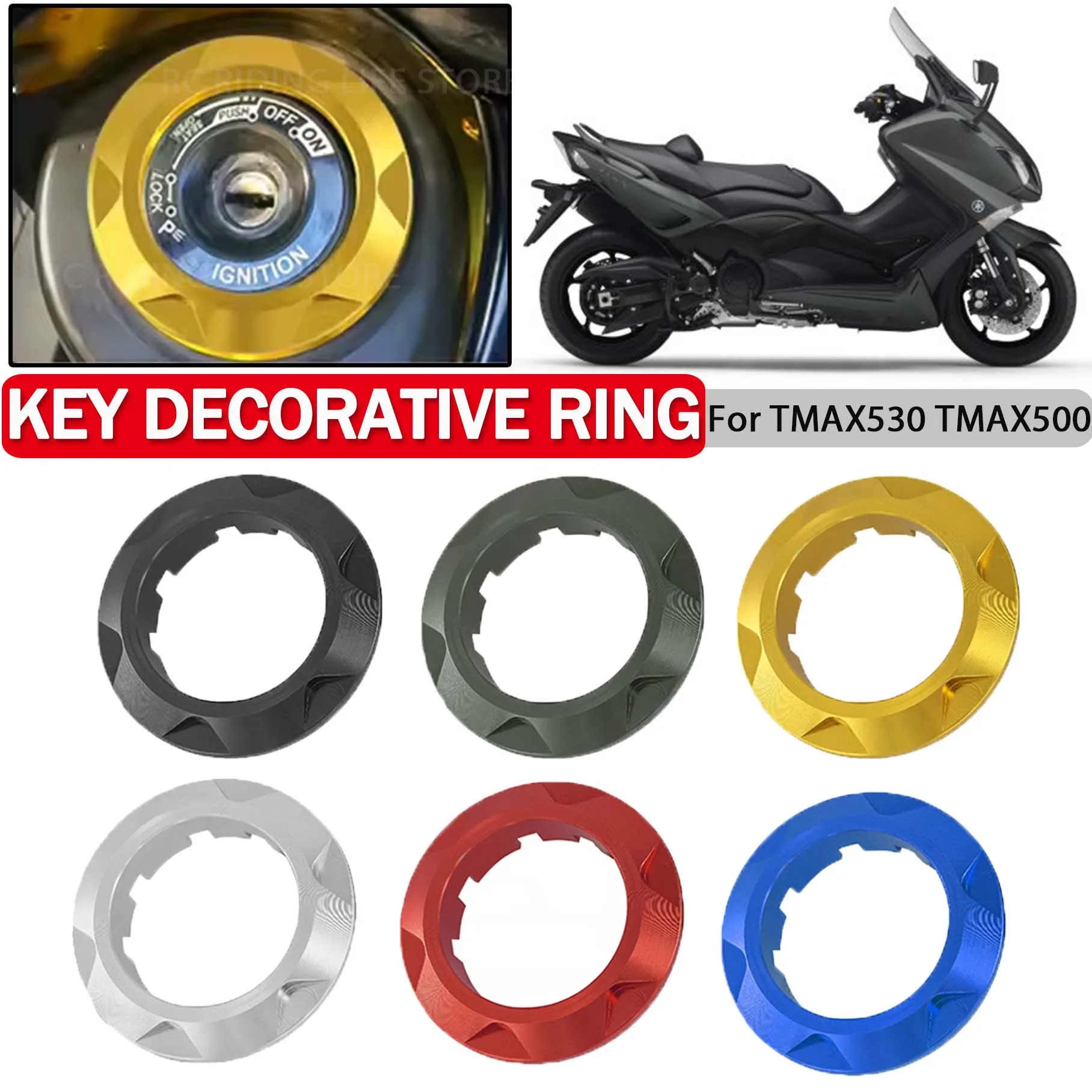 

For Yamaha T-MAX530 T-MAX500 TMAX530 TMAX500 Motorcycle Ignition Switch Cover Key Switch Protector Decorative Ring Accessories