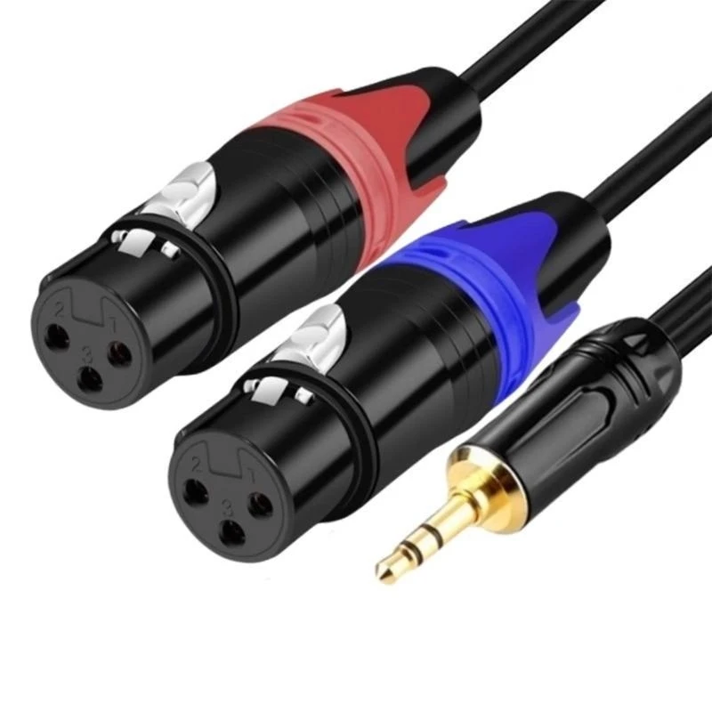  3.5mm to Double Male Female Balanced Sound Cable Reinforced Couplings Studio Broadcast Equipment Consistent