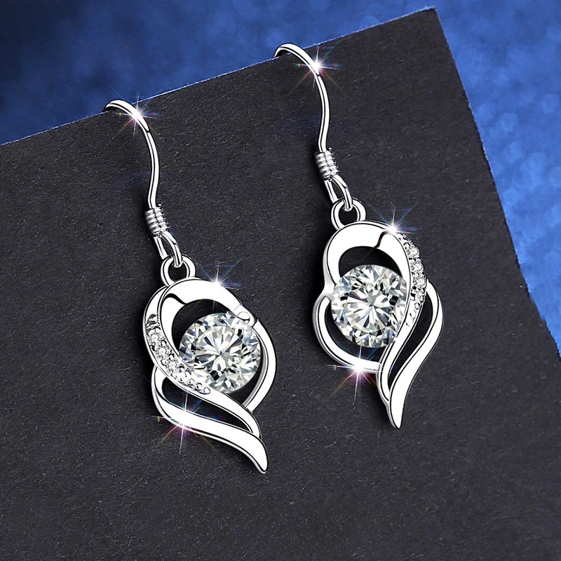 

CHUANGCHENG Earrings rings silver 925 Mosang Diamond Ladies' Earrings, Versatile Earrings, Valentine's Day Gift