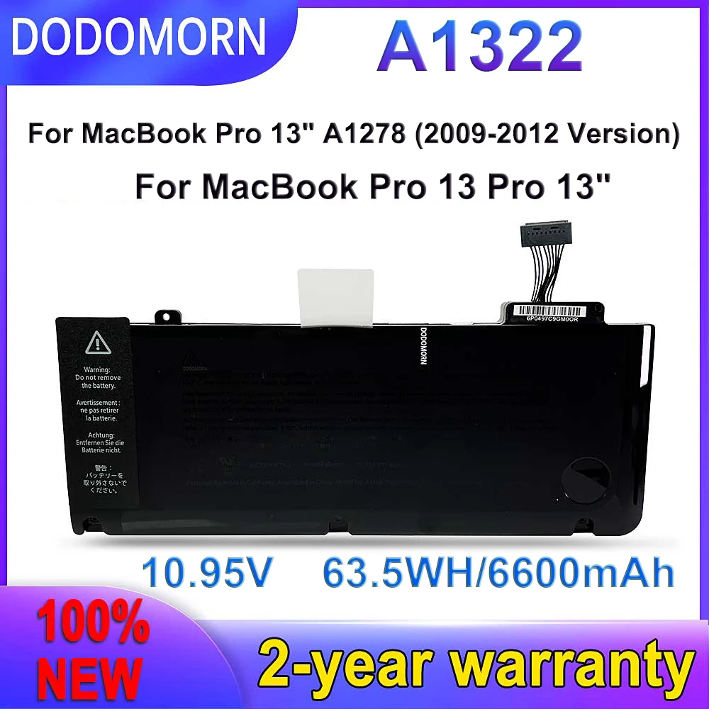 

DODOMORN New A1322 Battery For MacBook Pro 13" A1278 (2009-2012 Year) MB990 MB991 MC700 MC374 MD313 MD101 MC724 In Stock