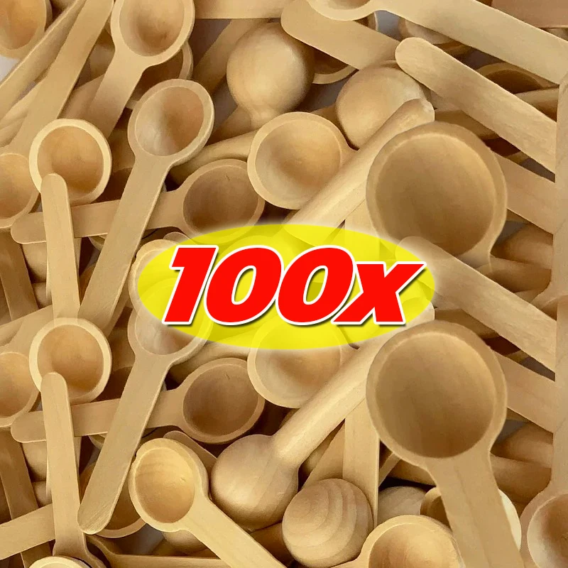 10/30PCS Mini Wooden Spoons Short Handle Honey Coffee Tea Spoon Kitchen Cooking Bean Seasoning Salt Spice Jars Measuring Scoops