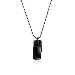 Runda Men's Black Stainless Steel Necklace with Ball Bead Chain Adjustable 65cm Fashion Pendant Army Brand