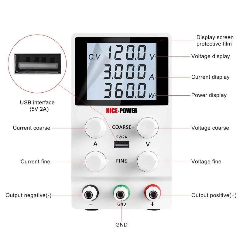 Recién llegados Power Sps1203D 120V 3A Fuente de alimentación CC variable regulada industrial