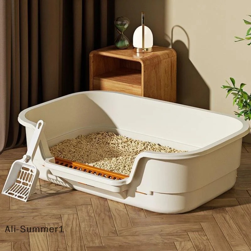 Multifunktionaler Katzentöpfchen, Katzenmülltonne, großes Fassungsvermögen, belüftet, geruchsabweisend, halbgeschlossen, Anti-Spla-Katzentoilette, Haustierbedarf