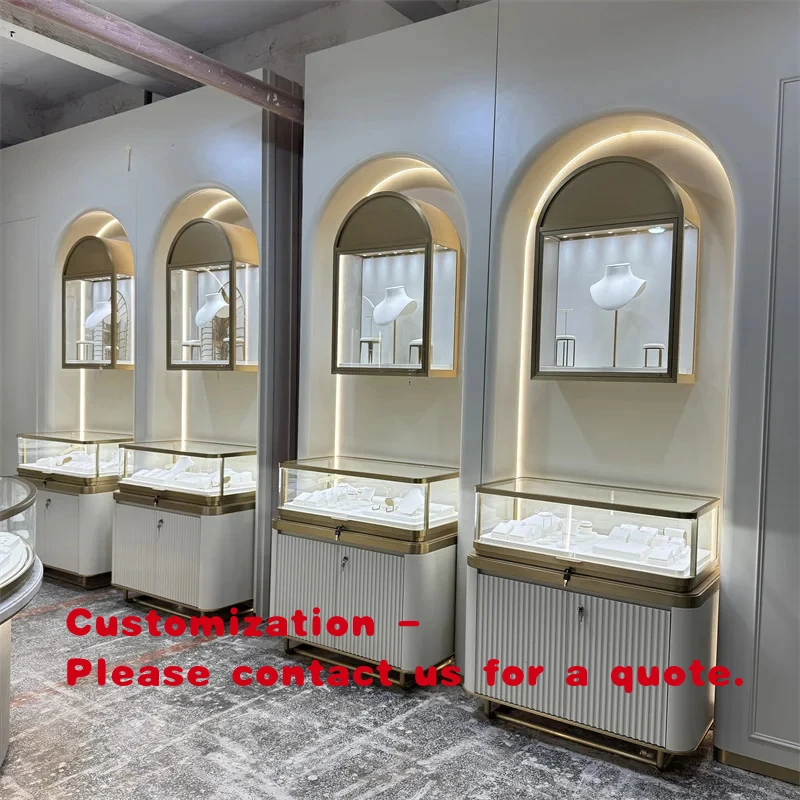 custom.Modern Wall Mounted Jewelry Showcases Integrated Jewelry Exhibition Cabinet High End Jewelry Retail Shop
