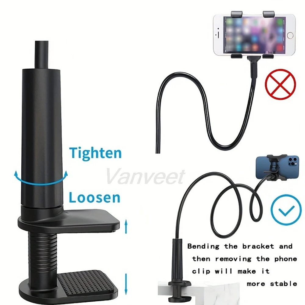 360° Mobile Phone Holder Stand Clip Flexible Lazy Bed Desktop Bracket Smartphones Desk Bed Mount Stand Base Support Portable