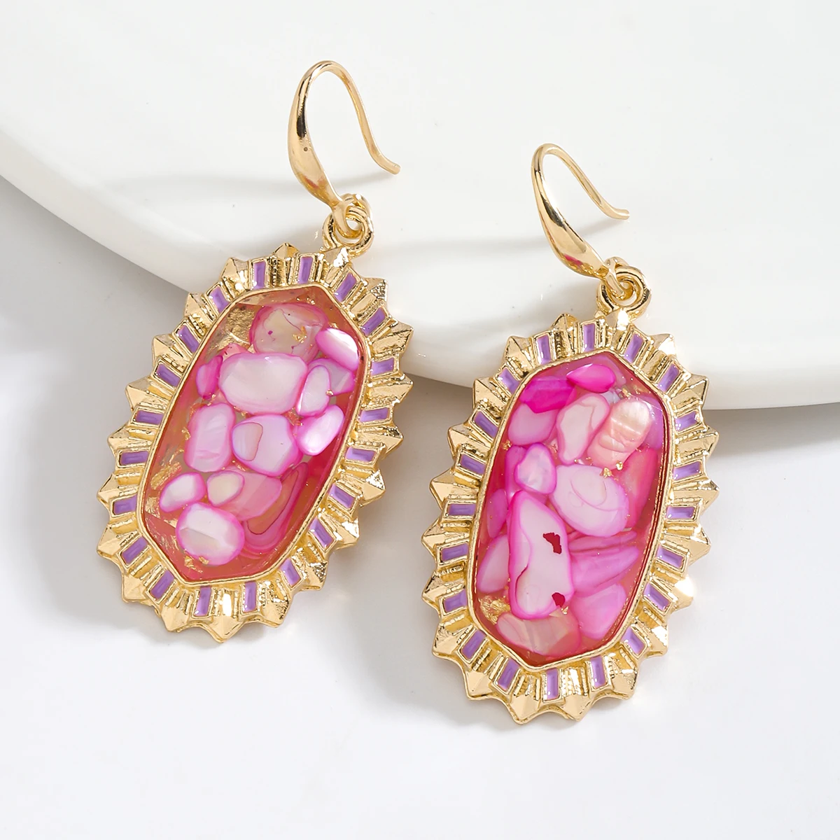 Dvacaman Bohemian Colorful Geometric Resin Drop Earrings, Elagant Banquet Party Women Accessories