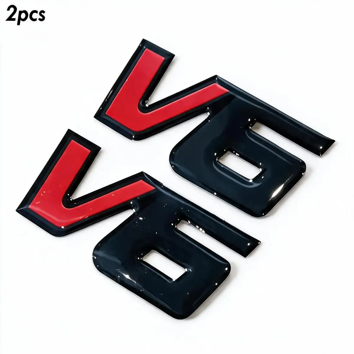 2pcs V6 3D Emblem Sticker Badge  V6 Decals Car Replacement Decoration for Universal