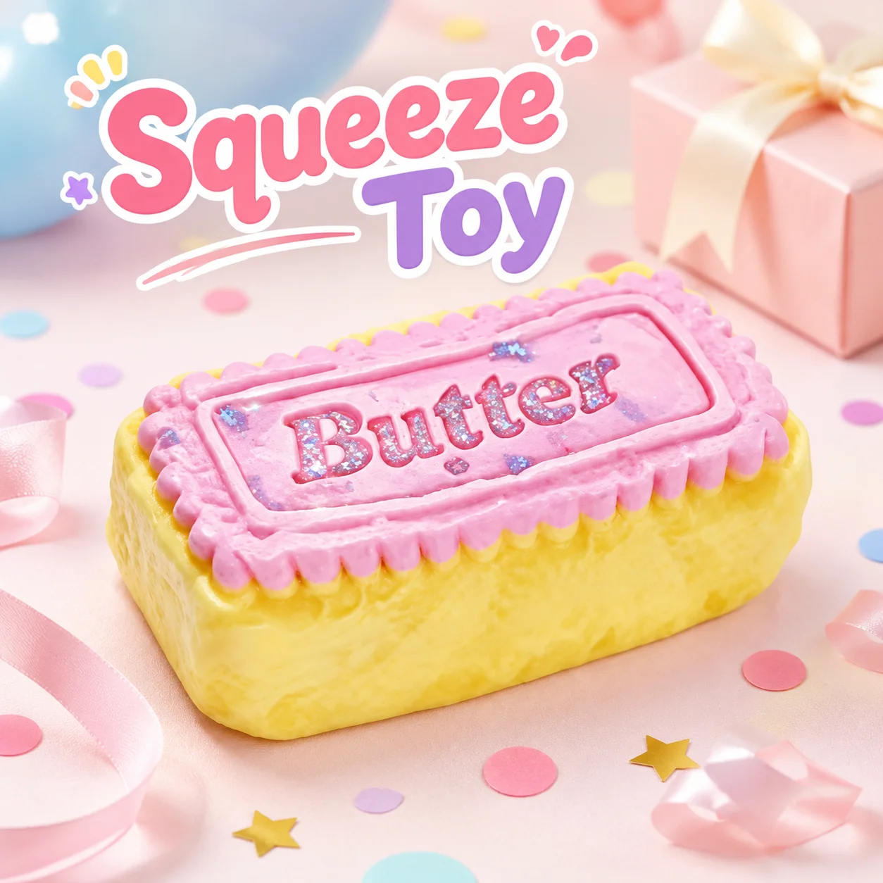 Soft Butter Squishy Pinch Toy Food Grade Safe Slow Rising Fidget Squeeze Toy Anxiety Relief Novelty Kids Party Favor Gift