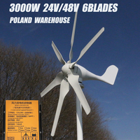 Shipping From POLAND WAREHOUSE  3000W 48V Wind turbine with 6blades and Free 12V 24V 48V MPPT controller for home use