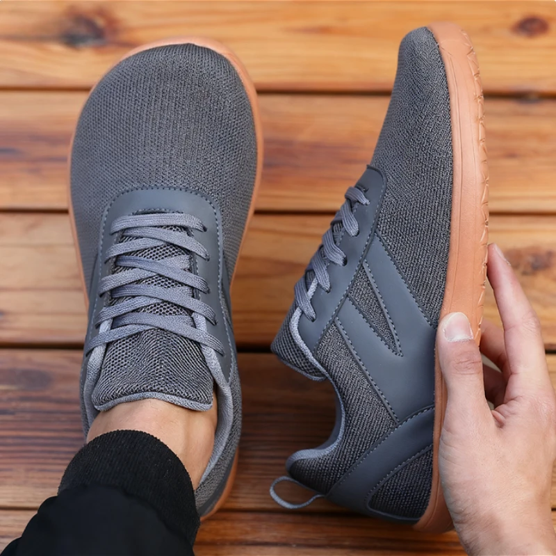 Barefoot Wide Toe Sneakers for Men Zero Drop Minimalist Canvas Shoes Non Slip Breathable Lace Up Walking Sneaker Tênis Masculino