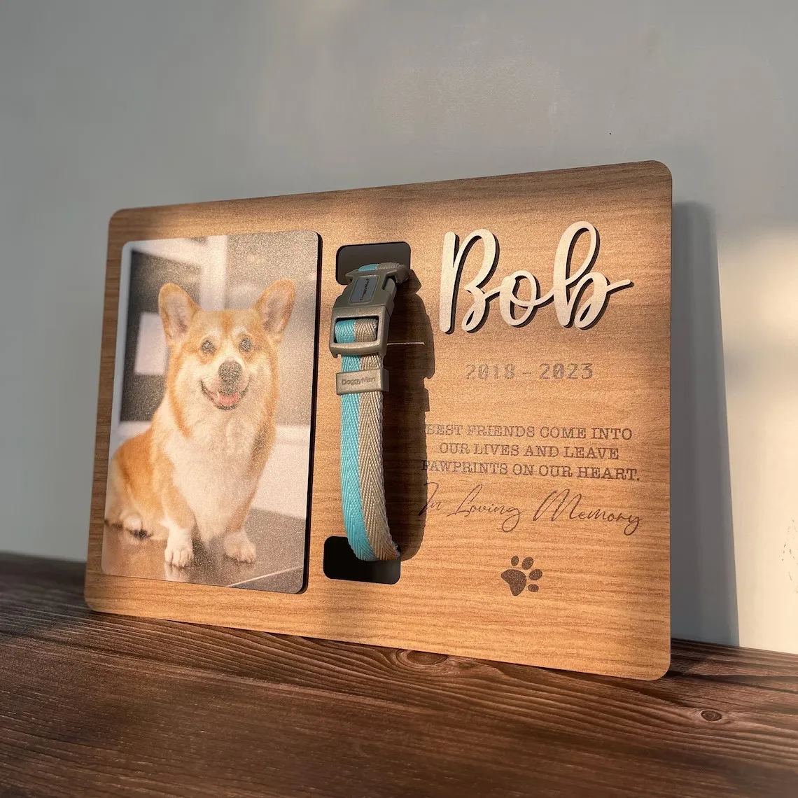 Memorial Pet Collar Sign, Dog Memorial Wood Frame With Collar Holder, Dog Memorial Gifts,Pet Loss Gifts,Pet Sympathy Gift