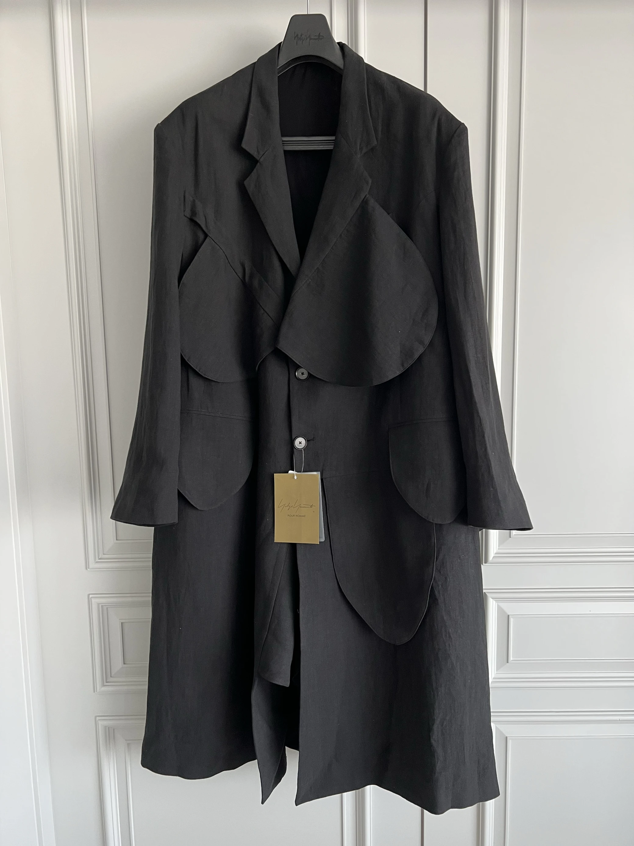 TOP-YAMAMOTO's original design: Circular fabric block design, swaying coat, circular piece deconstruction, long trench coat - Image 5