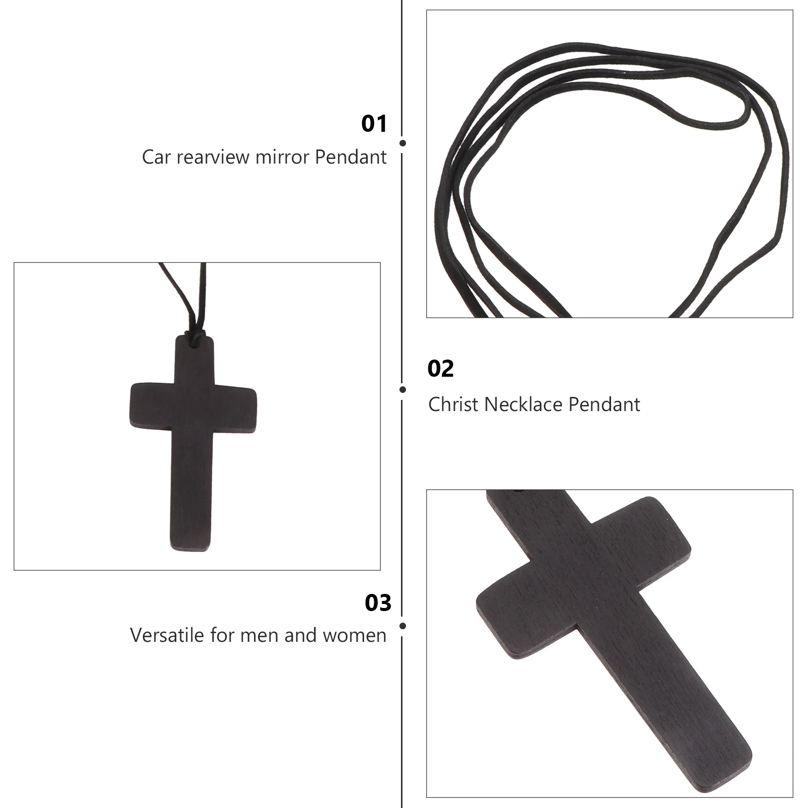 12 Pcs Cross Pendant Jewlery Charm Chic Neck Chain Clavicle Rearview Mirror DIY Necklace Wood Men and Women Jewelry Decor