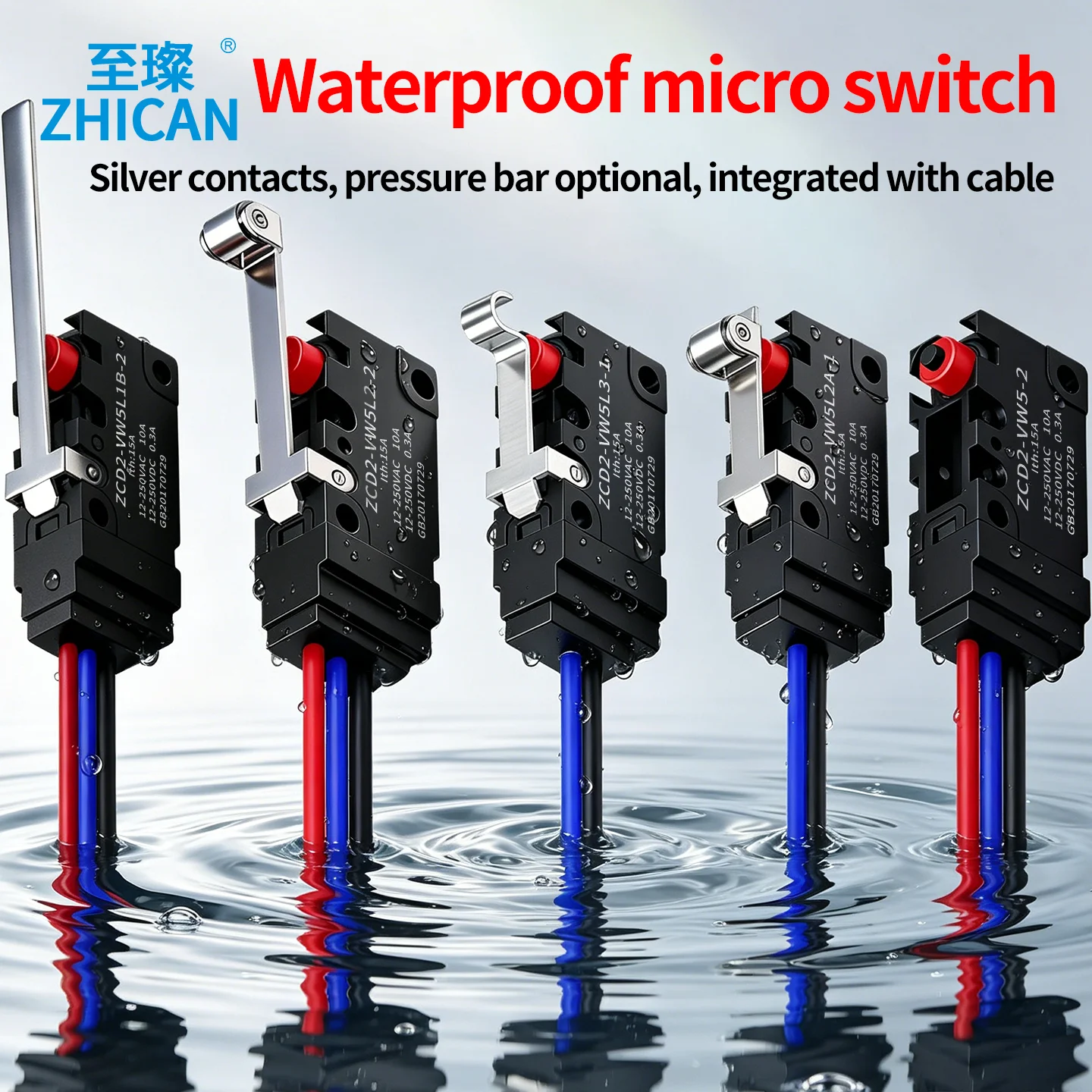 ZHICAN ZCD2-VW IP67 Waterproof Micro Switch NO NC Wired Limit Switch 2 Wire 3 Wire Forklift Automotive