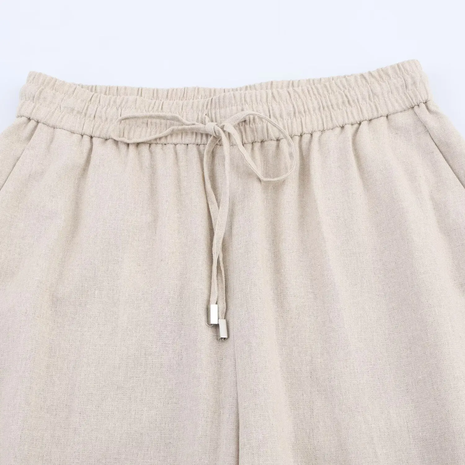 2025 Zomer Nieuwe Producten Vrouwen Effen Kleur Casual Commuter Linnen Gemengd Rechte Hoge Taille Casual Broek 9929/041