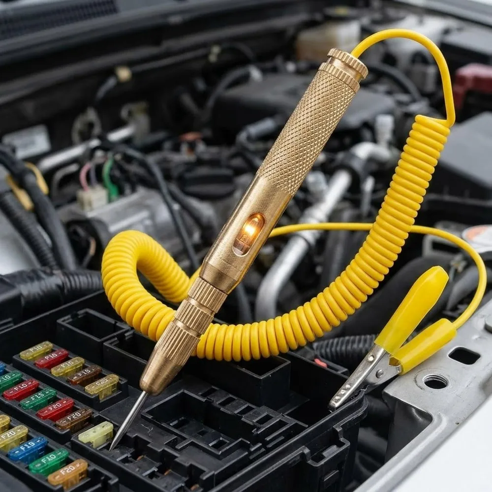 Car Circuit Tester Pure Copper Pen DC6-24V Retractable Spring Wire Auto Electrical Diagnostic Tool Battery Voltage Fuse Probe