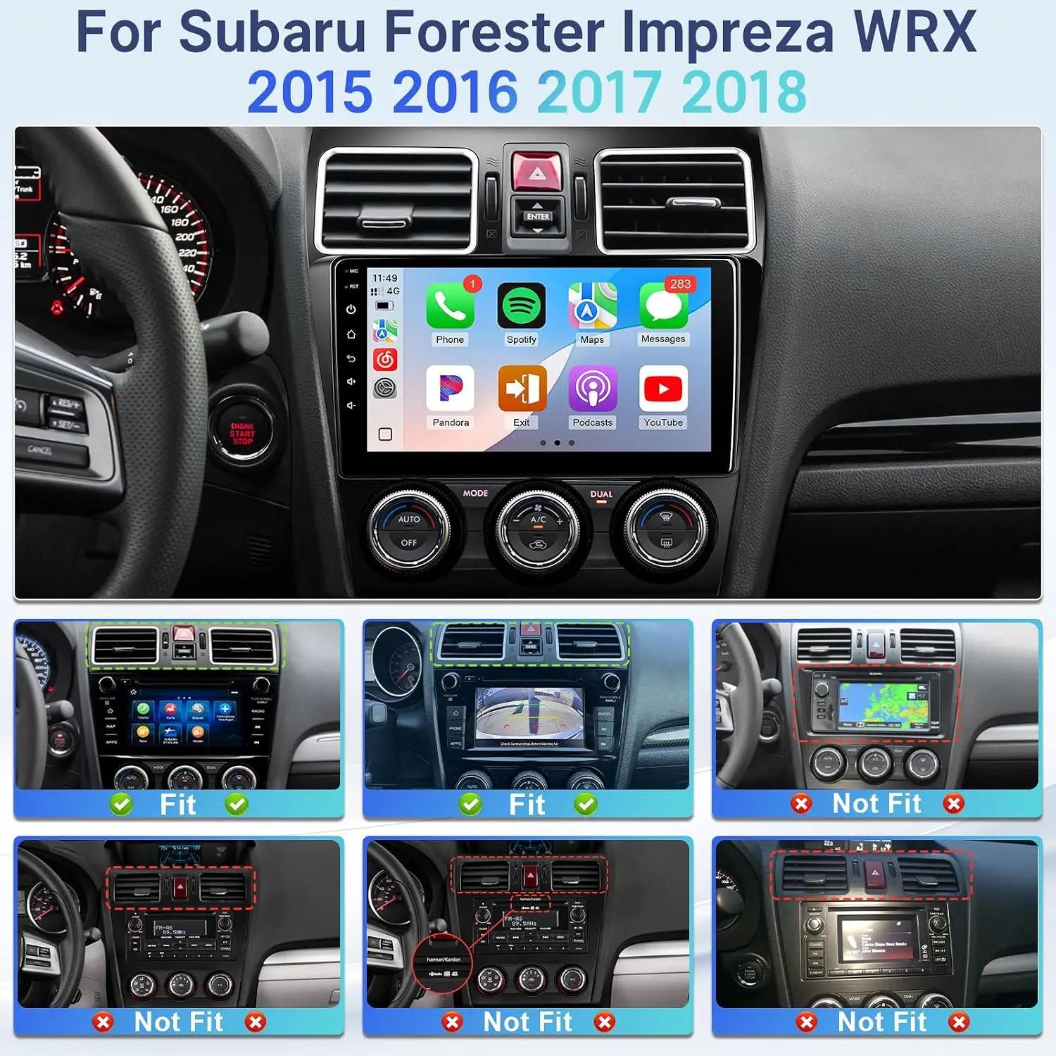 8 Core Car Radio for Subaru Forester Impreza WRX 2015-2018 (FIT JBL.) with Wireless Carplay Android Auto