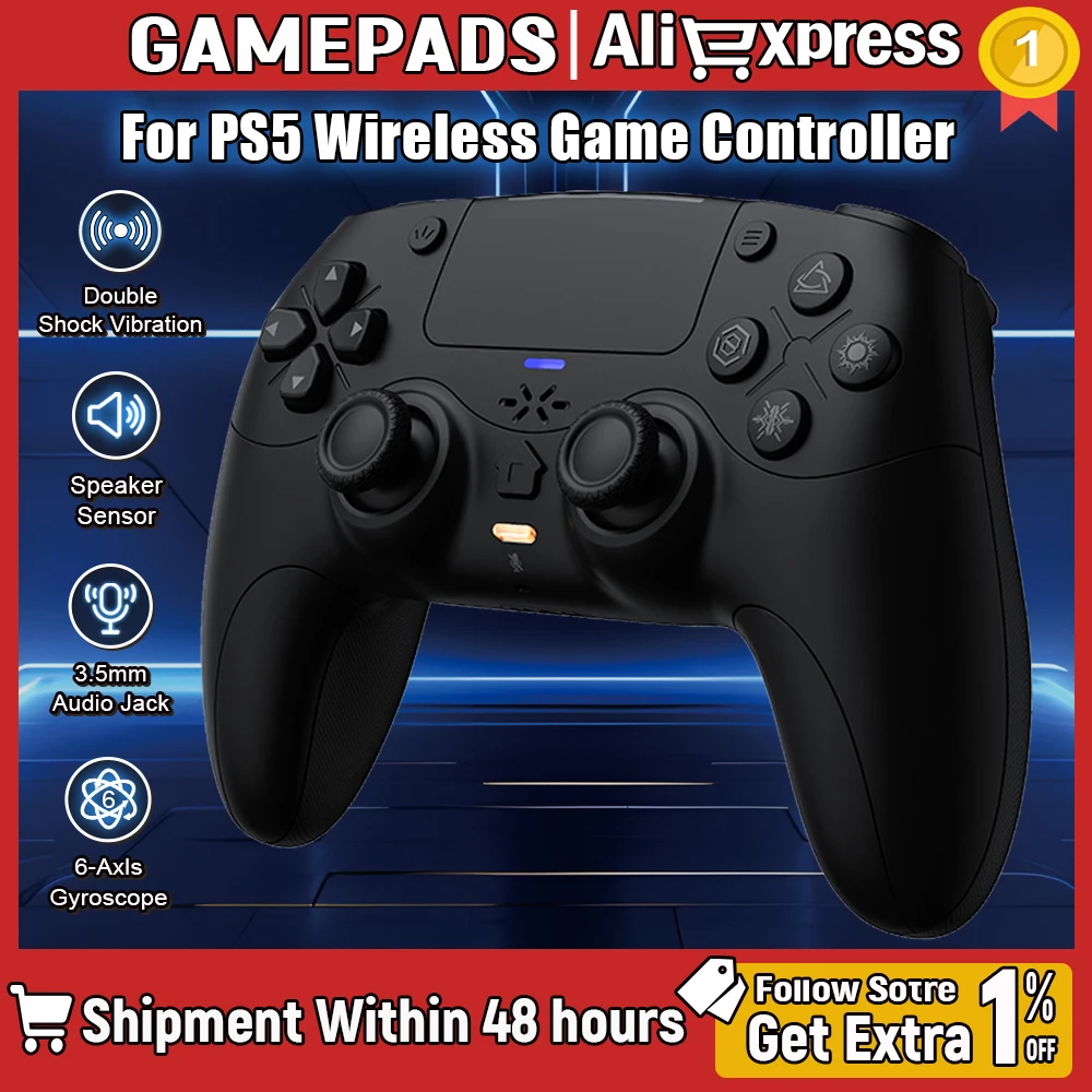 

NEW External mic Wireless For Playstion 5 Controller /PS5 Slim/PC Gamepad Dual Vibration Marco/Turbo Game Joystick