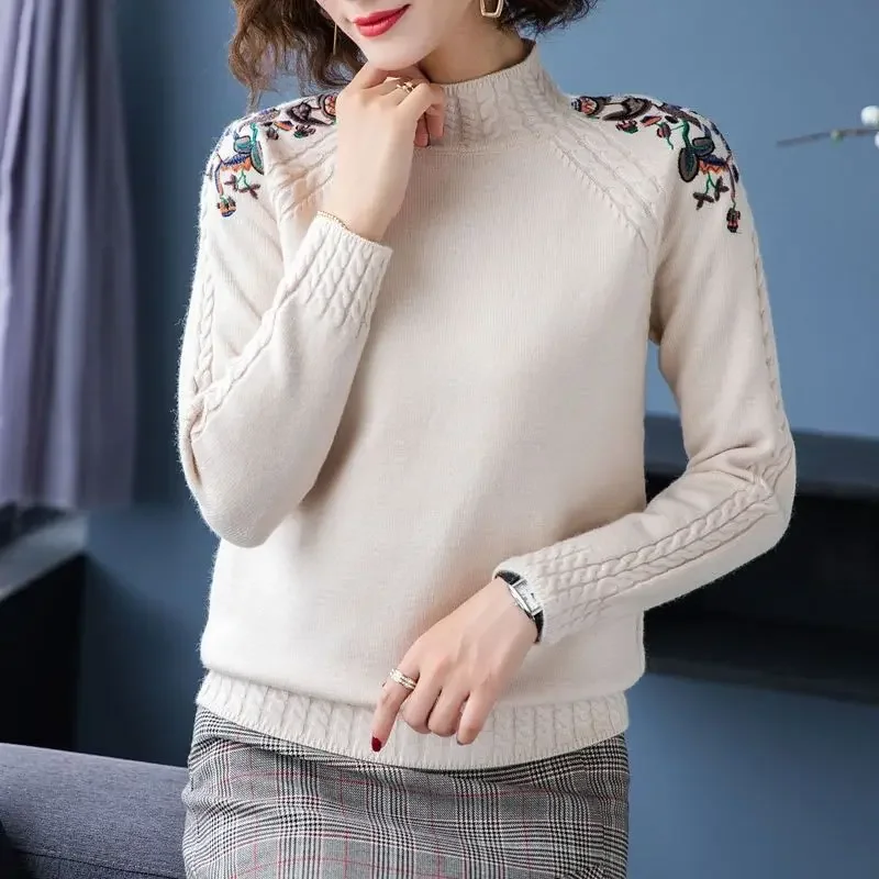 Cheap wholesale 2021 spring auyumn winyer new fashion casual warm nice women flower sweater  woman female OL Ay3011