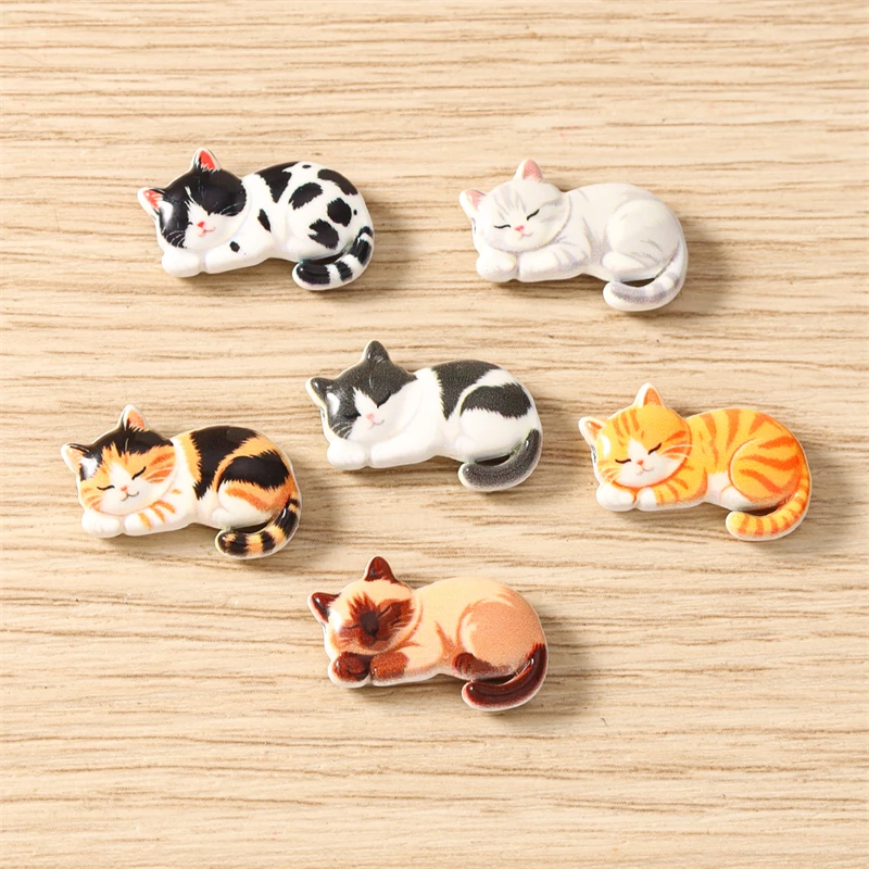 5 Stück 18x11mm Cartoon-Tier-Katzen-Abstandshalter, lose Anhängerperlen für die Schmuckherstellung, DIY handgemachte Armbänder, Halsketten, Bastelzubehör – Detail 4