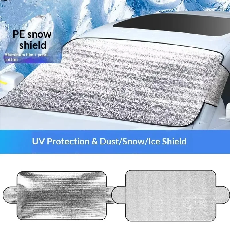 Car Windshield Snow Cover | PE Aluminum Film Winter Ice & Frost Shield | UV Protection & Dustproof Sunshade for Car Windshield