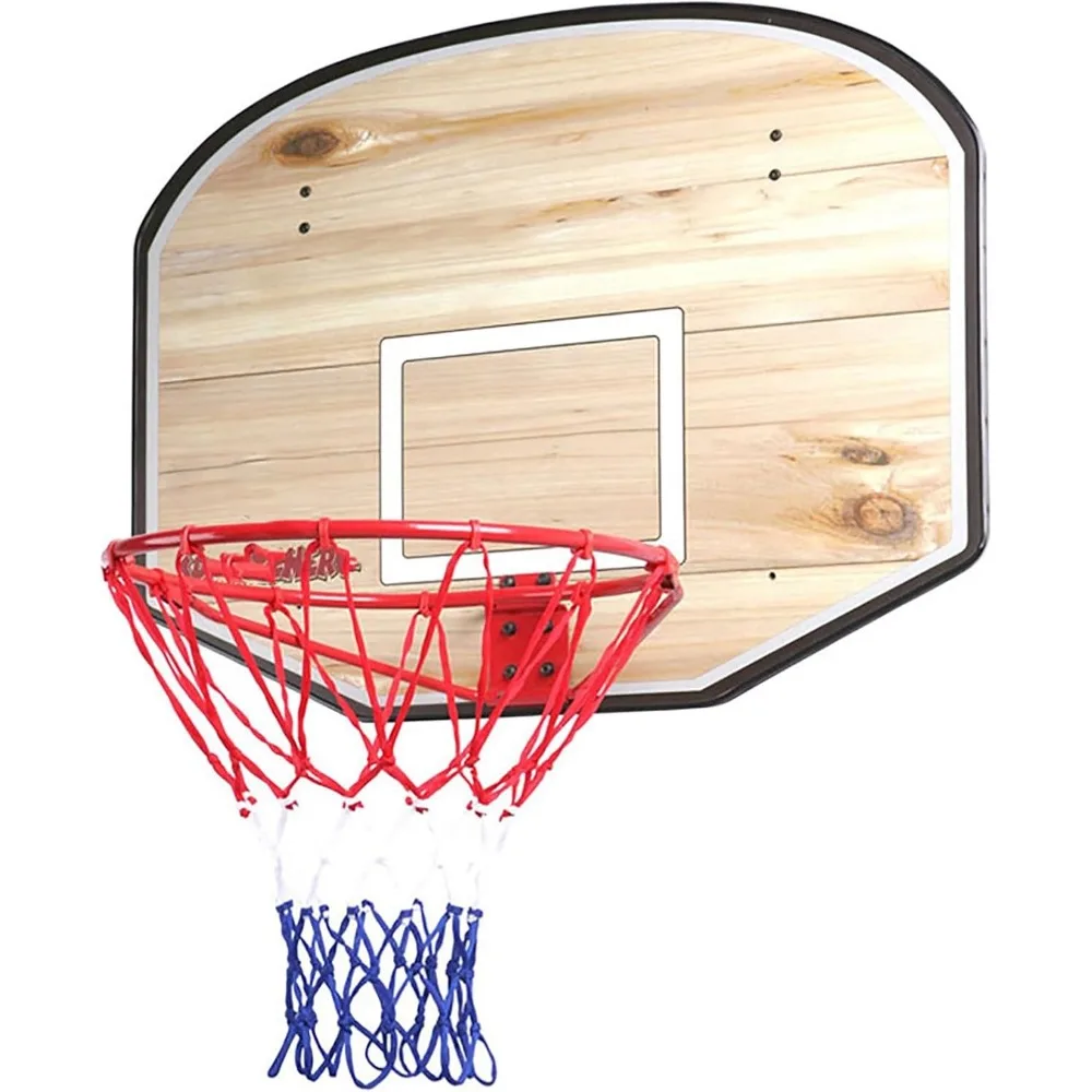 Indoor-Basketballkorb mit Holzrückwand und 17-Zoll-Stahlrand für Jugendliche und Erwachsene – ideale hängende Gartenausrüstung