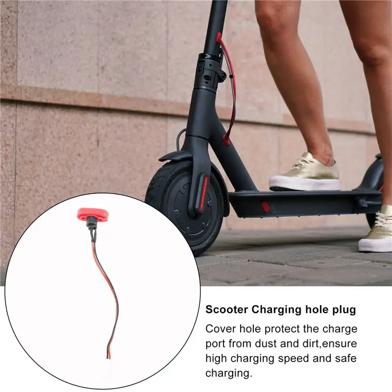 A54K-For Xiaomi Mijia M365 Electric Scooter Charging Hole Cover With Charging Cable Charging Port Plastic Waterproof Cover