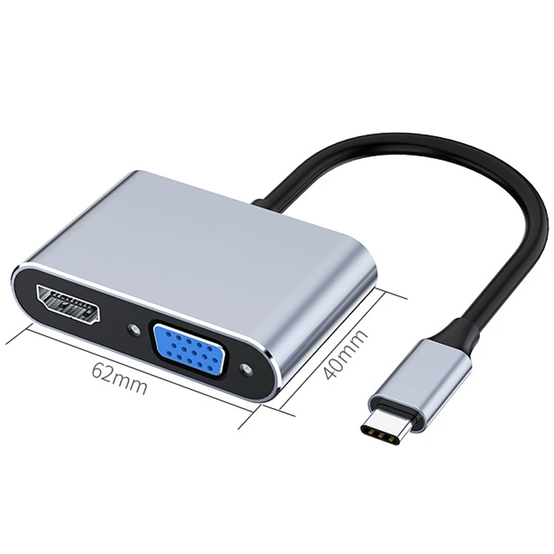 USB C to HDMI VGA Multiport Adapter 4K Type C USB-C HUB Video Projectors Converters Port Adaptor for Macbook Pro