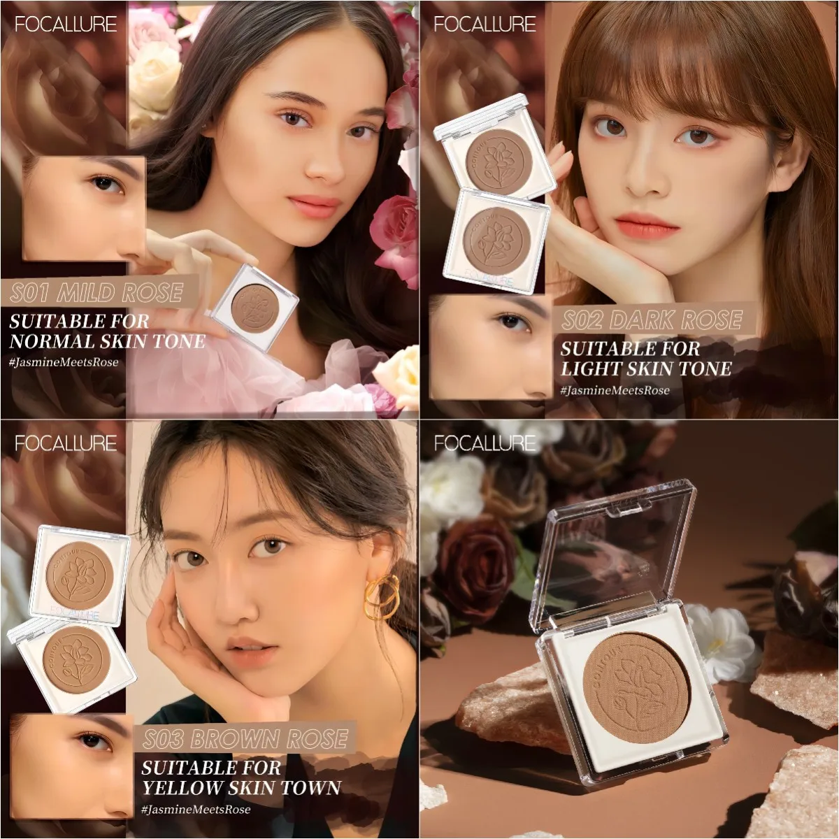 FOCALLURE 3 Colors Matte Face Bronzer Highlighters Contouring Palette Oil-control Brighten Pressed Powder Base Makeup Cosmetics