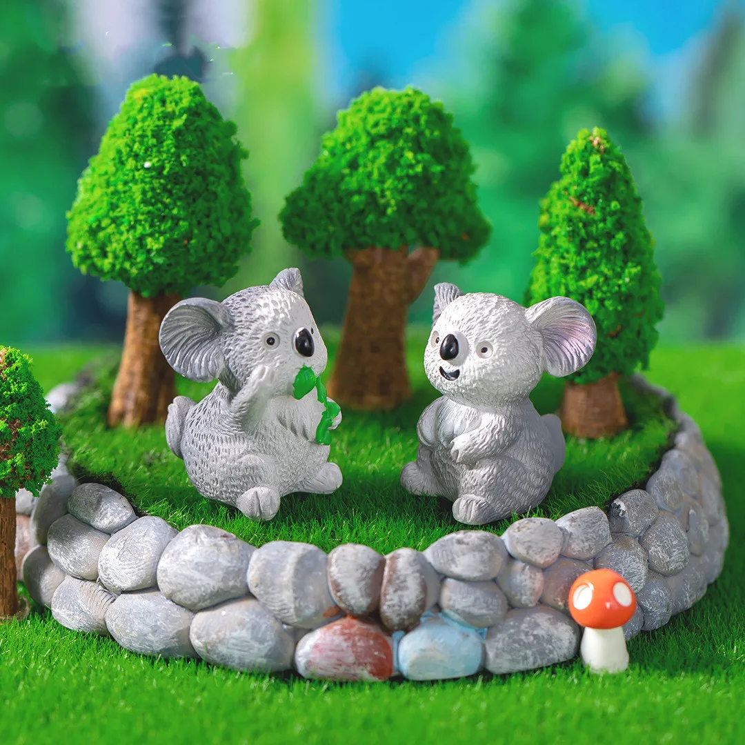 Bonitas figuritas de animales de Koala, Micro paisaje, adornos para la decoración de la habitación, dormitorio, decoración del hogar, accesorios de escritorio, 8 piezas