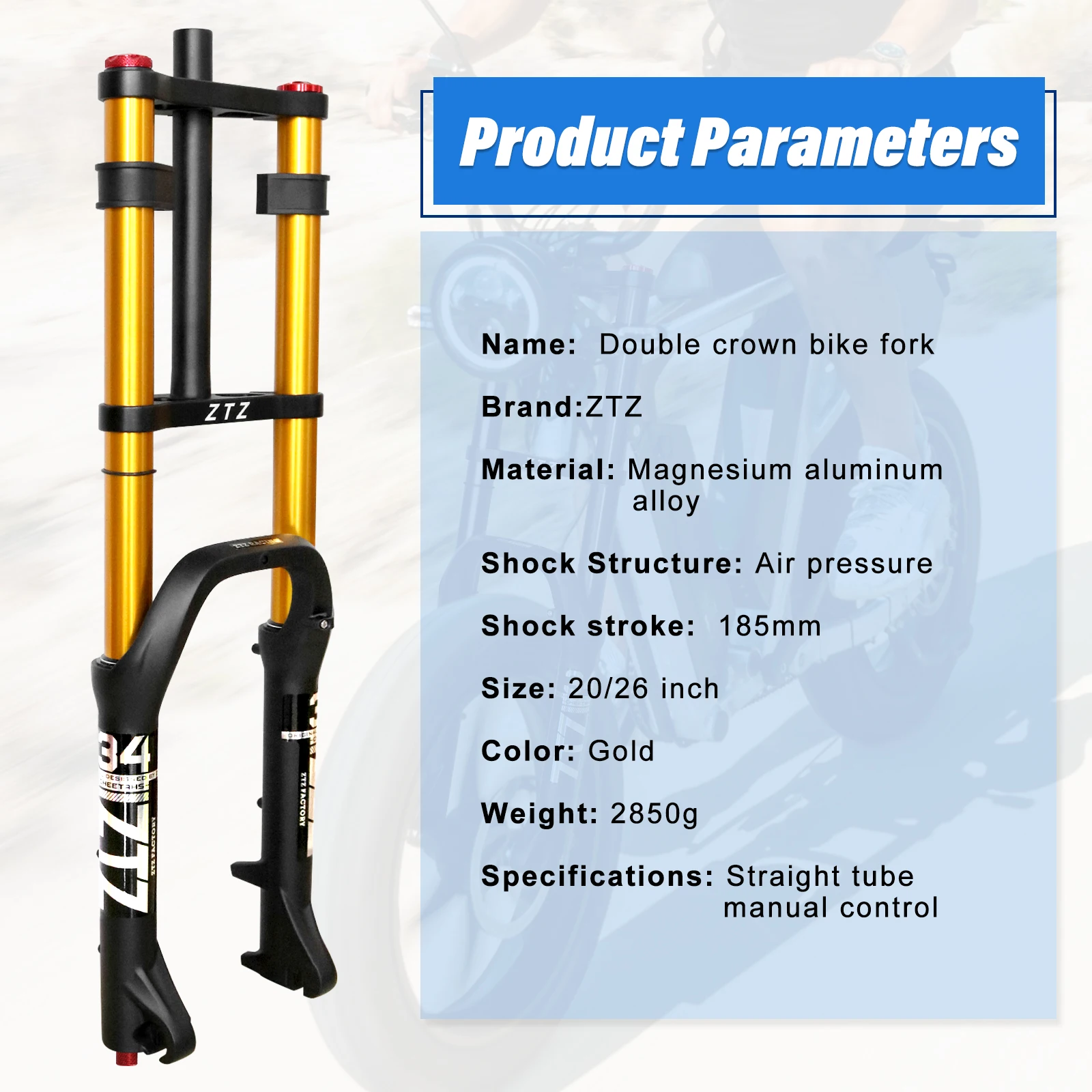 ZTZ 4.0 Fat Tire Bike Fork 180mm Travel