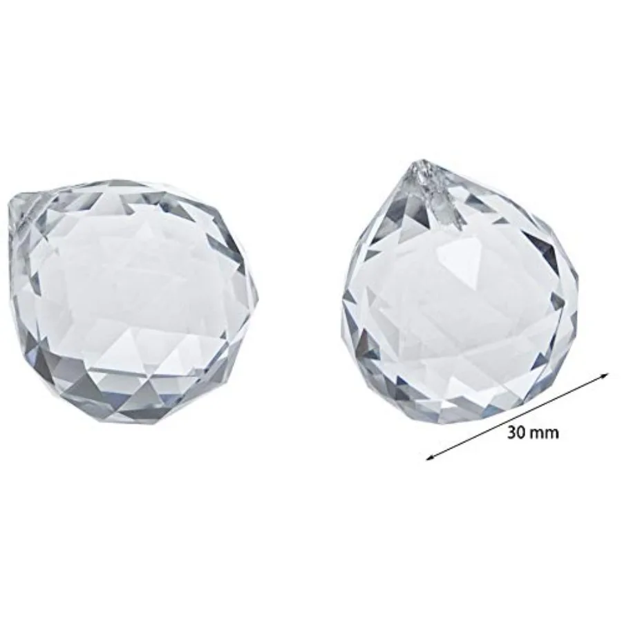 20 Pcs Crystal Glass Ball, 30mm Pendants Balls and Chandelier Prisms, Clear Faceted Hanging Crystals for Wedding Home and DIY C
