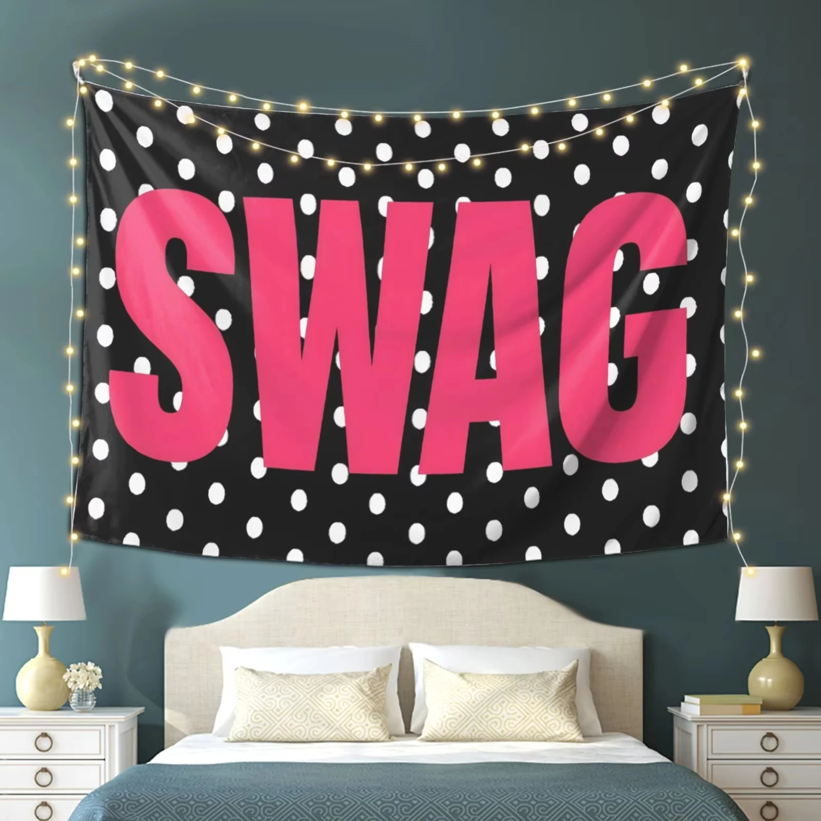 Durable 2D Polka Dot Tapestry, Swag Style Bold Print for Home Bedroom Living Room Trendy Wall Decor