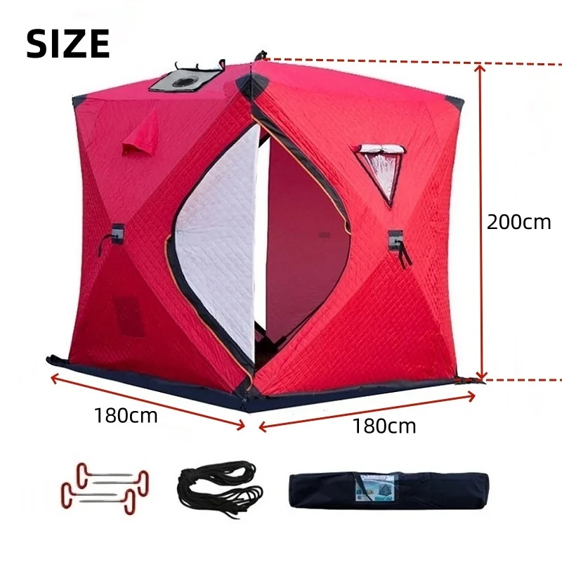 Winter Ice Fishing Tent Outdoor Thickened Warm Cotton Tent Waterproof Snow Tent Easy Set-up Shelter Camping Tent Cube Tent