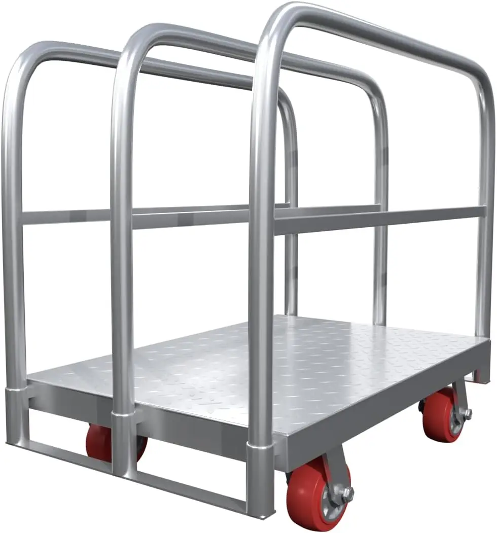 Steel Panel Truck Cart, Platform Truck Cart, Heavy Duty Lumber Cart Drywall Dolly Cart, Flatbed Cart With 2500 Lbs Capacity And