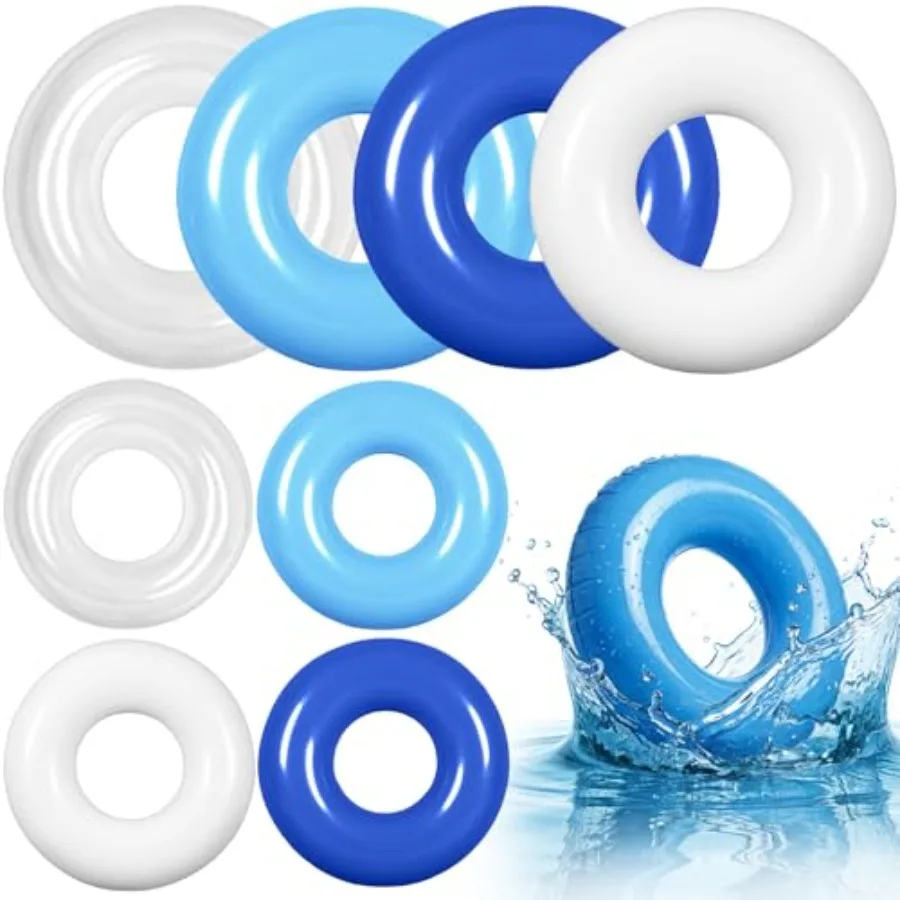 

Набор из 8 надувных плавательных кругов (28 дюймов) для взрослых, синие и розовые, для пляжных вечеринок и летнего отдыха