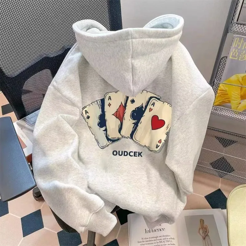 

New Retro Poker 3D Printed Hoodie, Versatile and Warm, Fleece Men and Women's Couple Style Top, Trendy