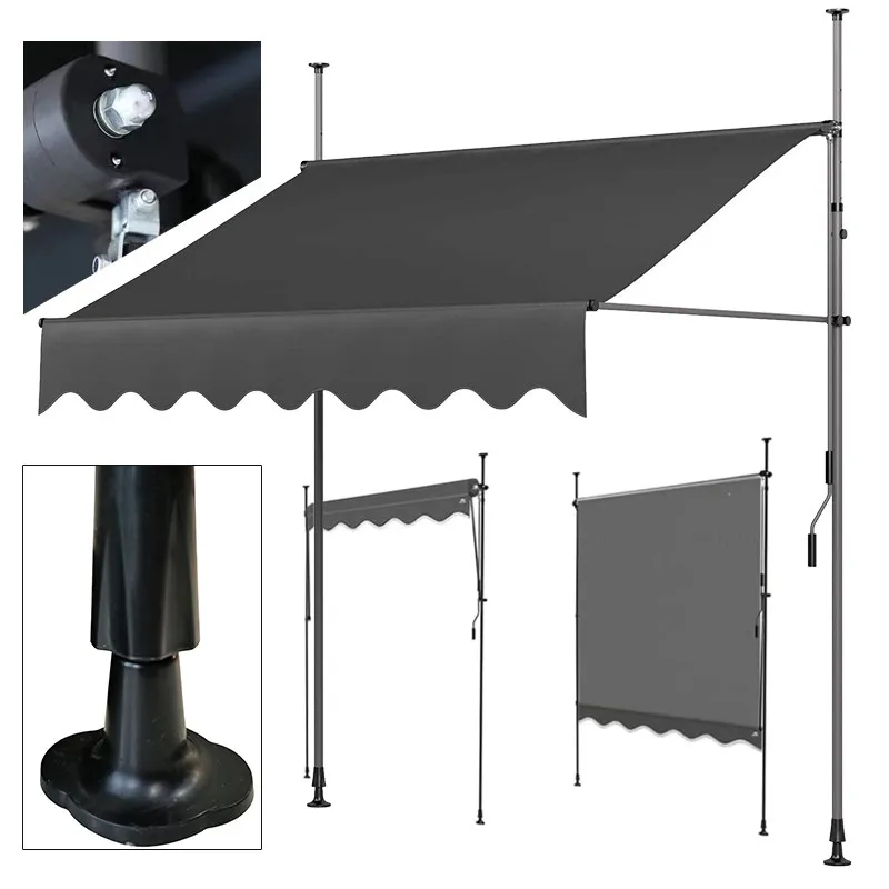 Door awning non-punching folding curtain telescopic canopy eaves household shop hand-cranked balcony courtyard sun canopy