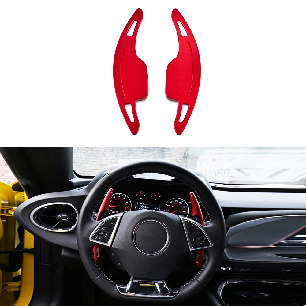 

Red Aluminum Alloy Car Gear Steering Wheel Shift Paddle Shifter Trim Cover for Chevrolet Camaro 2016-2018