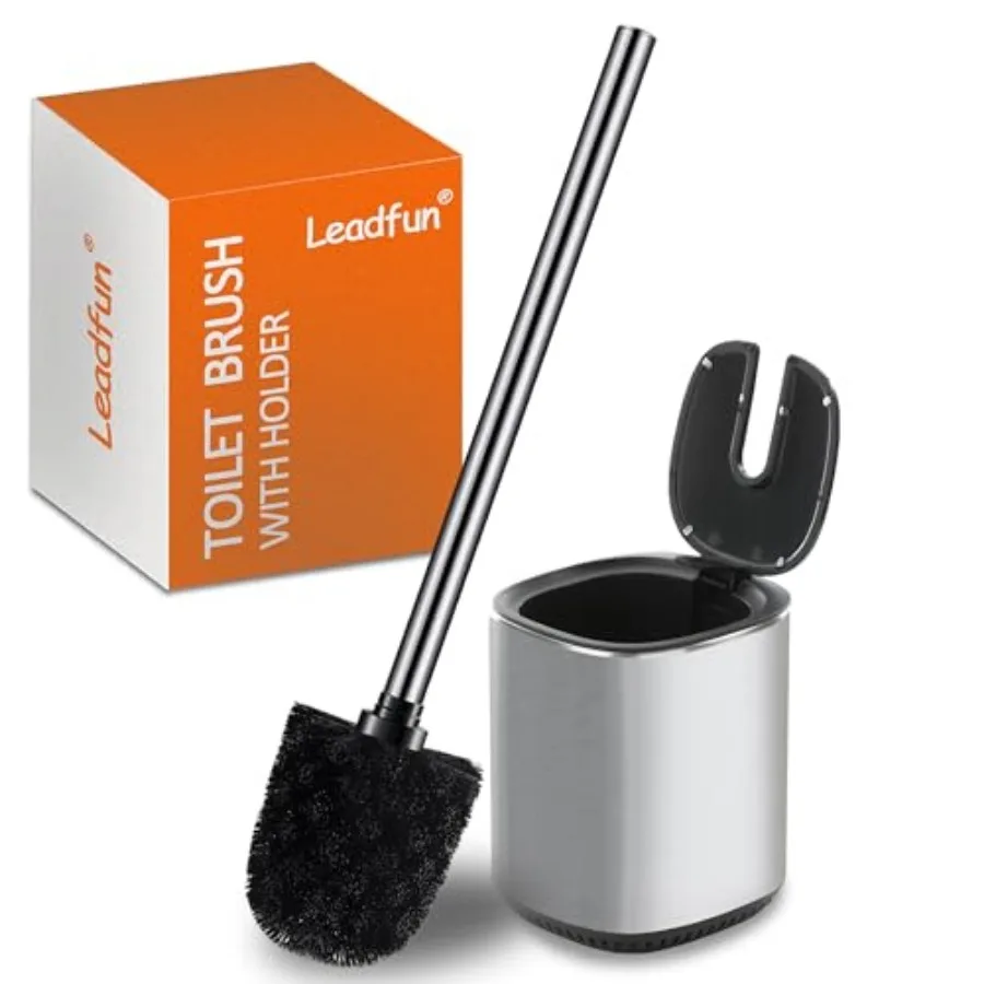 

Toilet Bowl Brush and Holder, Toilet Brush with Stainless Steel Handle and Durable Bristles for Bathroom Cleaning, Automatic Cl