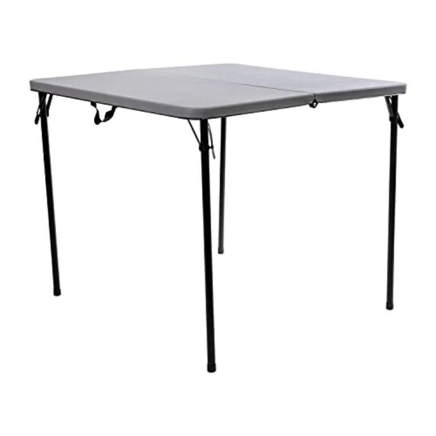 

Dunham 2.83' Square Plastic Folding Event Table with Carrying Handle Bi-Fold Portable Banquet Table for Indoor/Outdoor Events G